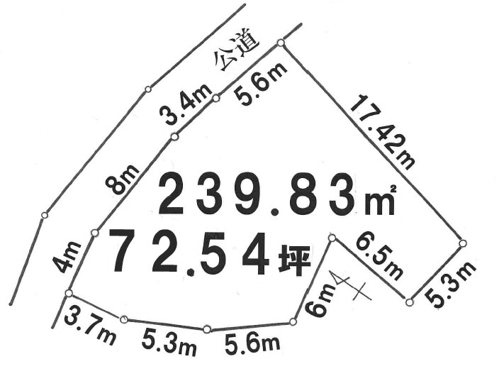 取手駅　徒歩42分　土地面積:239.83平米 ( 72.54坪 )　